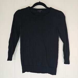 J Crew Merino Wool Crew Neck Sweater Black Lightweight Classic Size PS
